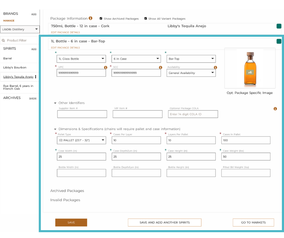 How do I add package sizes?